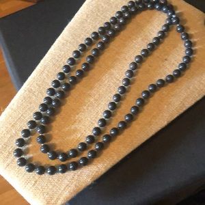 Long  Vintage Blue Bead Necklace